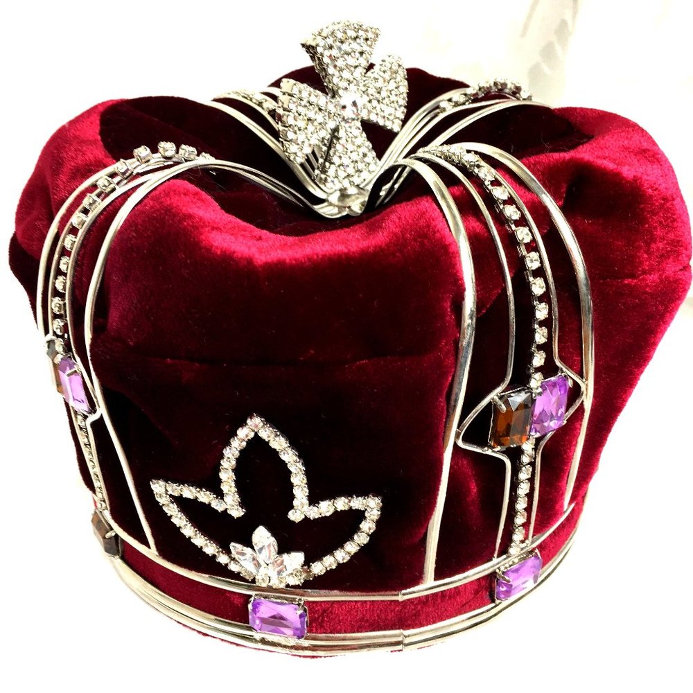 Kings Royal Crown Jewel Cross Burgundy Velvet Silver Wire NOS NWT Vintage